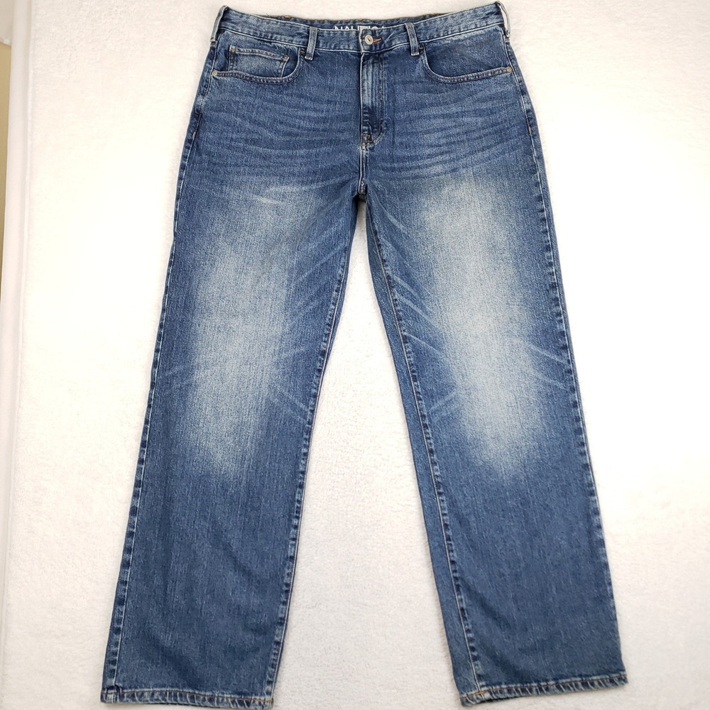 Nautica Mens Loose Fit Straight Leg Jeans Medium Wash Blue 36x34 Stretch Denim